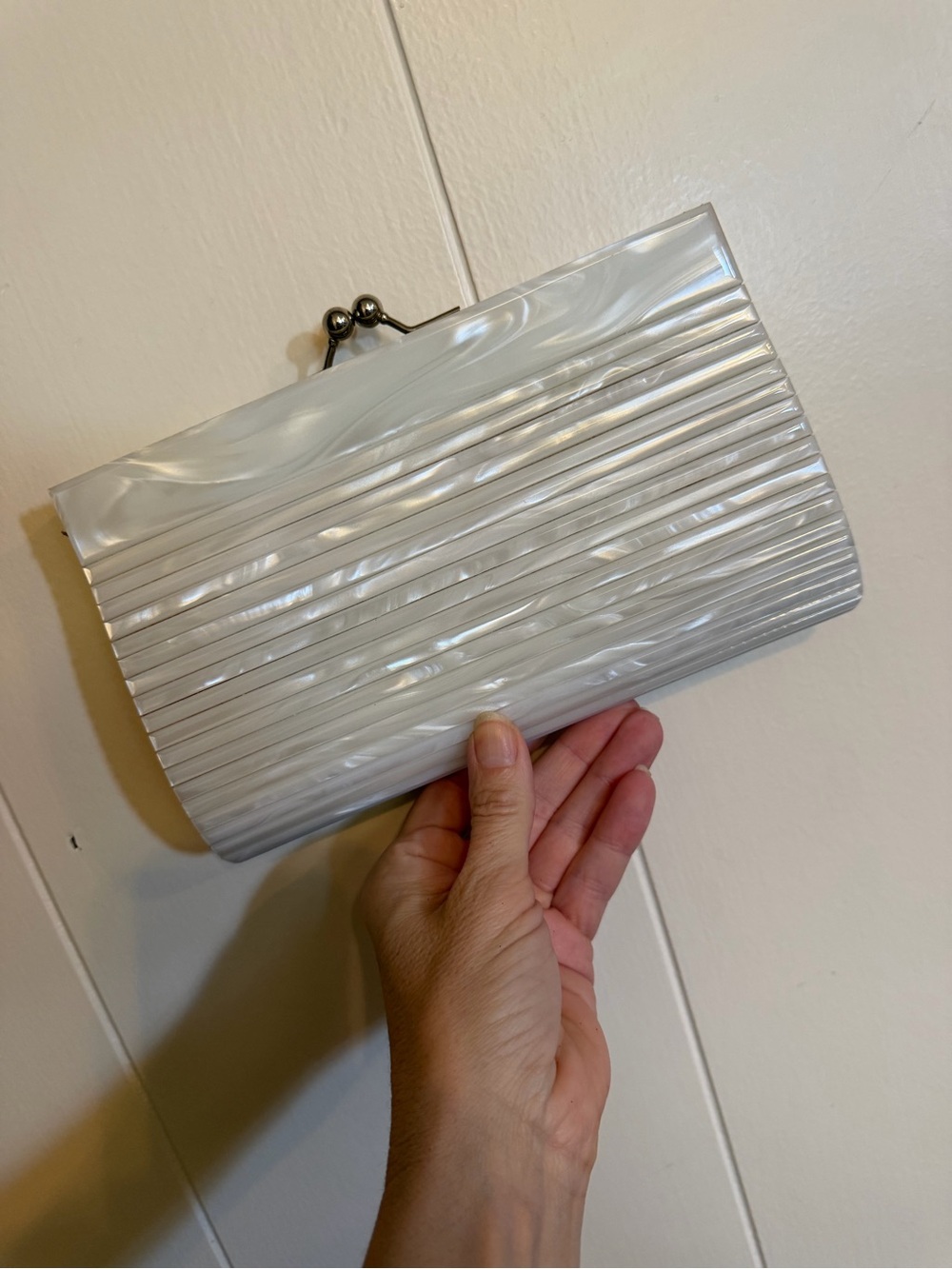 Elegant Pearl White Clutch Handbag